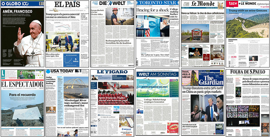 Figure 3. Examples of newspaper front pages with climate change stories in April 2025.