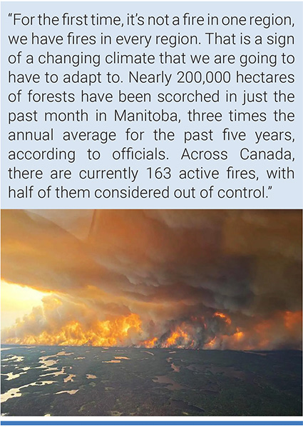 A fire in on the city boundaries of Flin Flon, a community of some 5,000 people. Photo: Government of Manitoba, Canada.