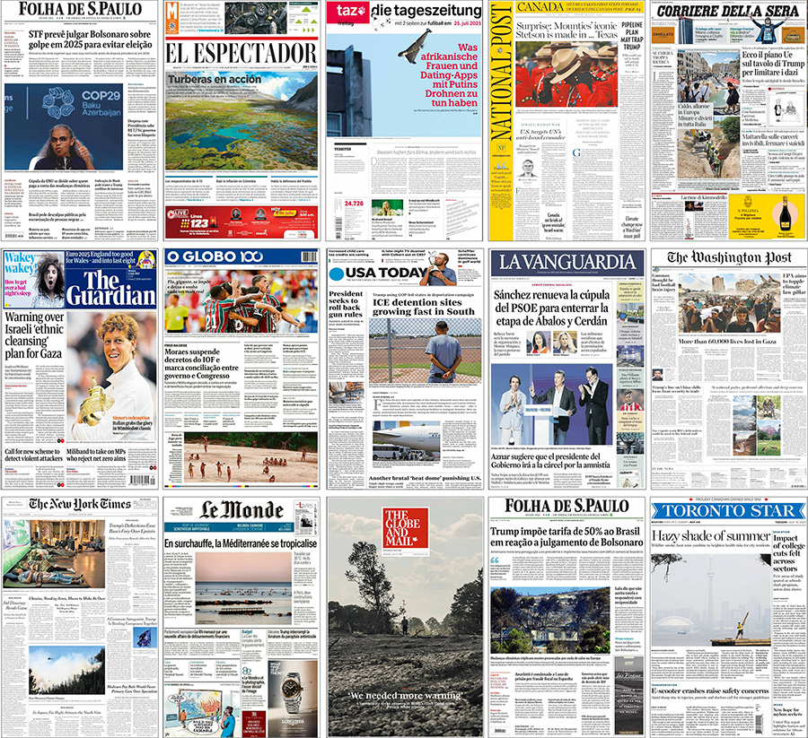 Figure 3. Examples of newspaper front pages with climate change stories in June 2025.