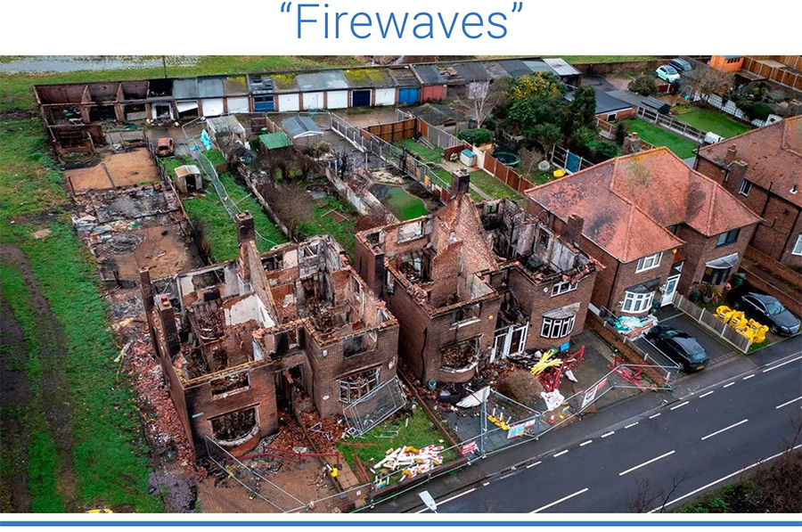 Houses destroyed by fires in Wennington in East London. Photo: Adam Gerrard/Daily Mirror.