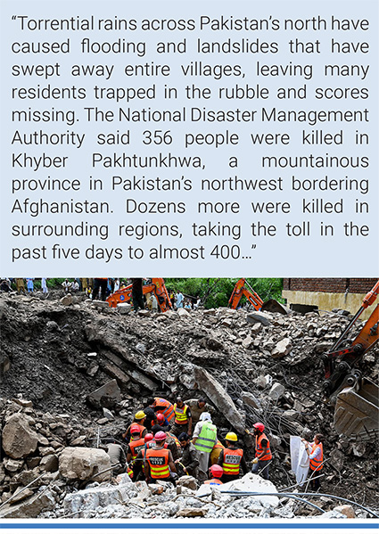 Torrential rains across the northern Pakistan have caused flooding and landslides that have swept away entire villages. Photo: AFP.
