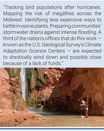 A U.S. Geological Survey scientist collects a water quality sample in the Grand Canyon in Arizona. Photo: USGS Climate Adaptation Science Centers.