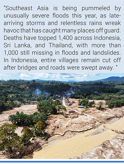 This aerial photo taken using drone shows a village affected y a flash flood in Batang Toru. North Sumatra, Indonesia. Photo: Binsar Bakkara/AP.