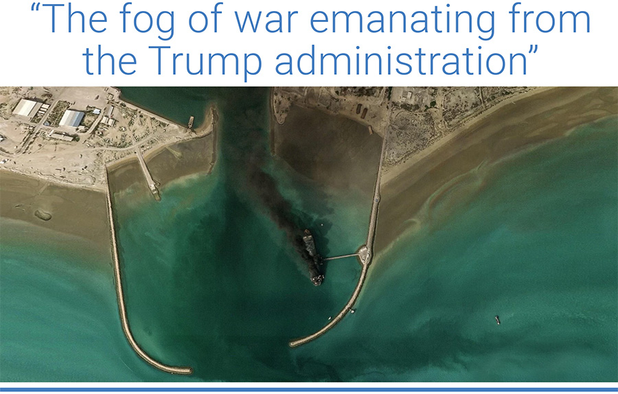 This satellite image taken by 2026 Planet Labs PBC shows smoke billowing from a vessel following an explosion from the port of Bandar Abbas along the strait of Hormuz. Photo: AFP.