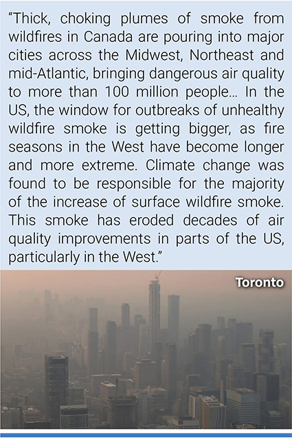 Wildfire smoke seen in Toronto, Canada. Photo credit: AP/Getty Images/Reuters/Imagn Images.