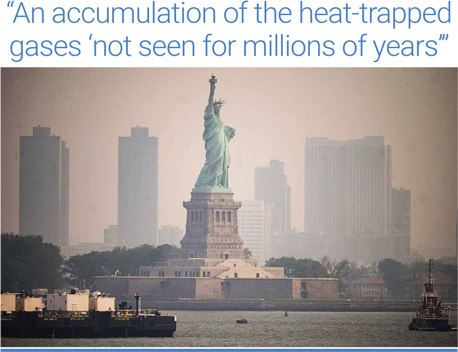“An accumulation of the heat-trapped gases ‘not seen for millions of years’"