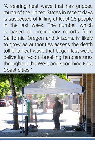 People use a misting tent outside of Blanchet House in downtown Portland, Oregon, as a heat wave continues in July. Photo: Dave Killen/The Oregonian/AFP.