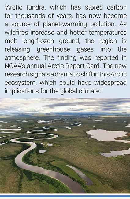 The Arctic tundra is warming up and that's causing long-frozen ground to melt as well as an increase in wildfires. Photo credit: Gerald Frost/Courtesy of NOAA.