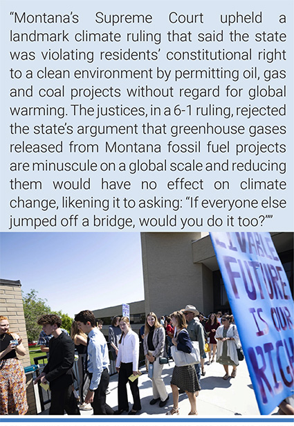 Youth plaintiffs in the Held v. Montana climate case leave the Montana Supreme Court. Photo credit: Thom Bridge/Independent Record/AP.