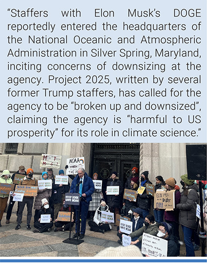 A rally against cuts to NOAA in front of the Commerce Department in Washington. Photo: Amelia Davidson/POLITICO's E&E News.