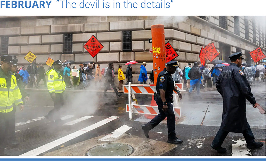 A climate protest in Manhattan’s financial district last year. Several major firms retreated from a global climate coalition in recent days. Photo: Spencer Platt/Getty Images.