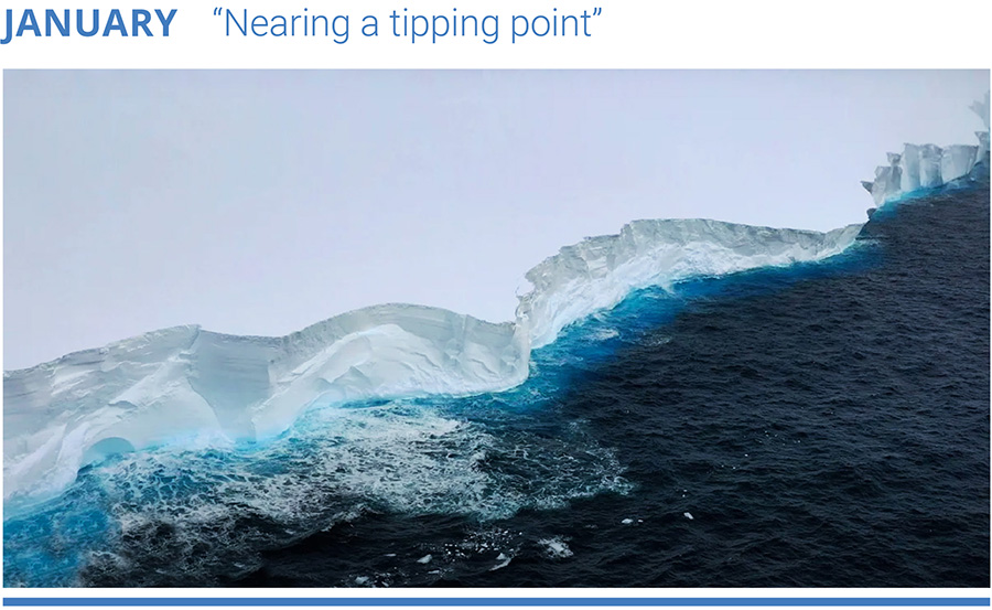 World's largest iceberg drifting away from Antarctica captured by drone vision in this video. Credit: The Guardian.