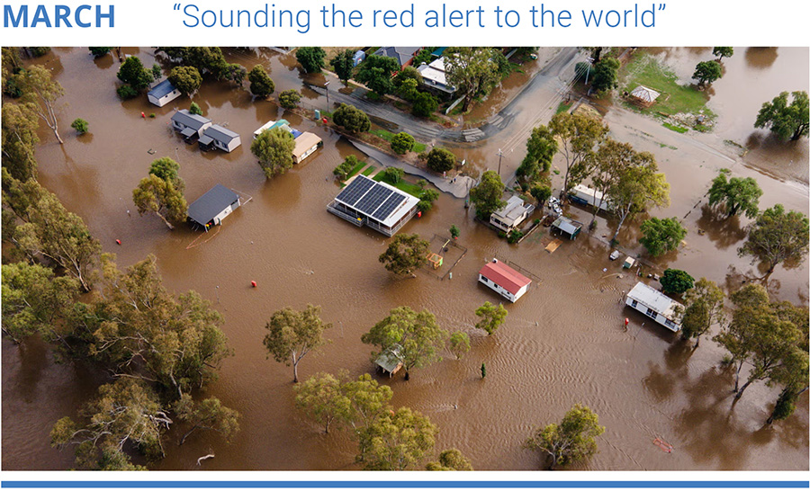 Floods in Rochester, Australia, in January. Photo. Diego Fedele/Getty Images.