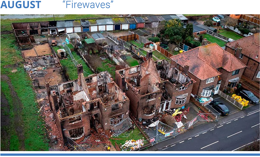 Houses destroyed by fires in Wennington in East London. Photo: Adam Gerrard/Daily Mirror.